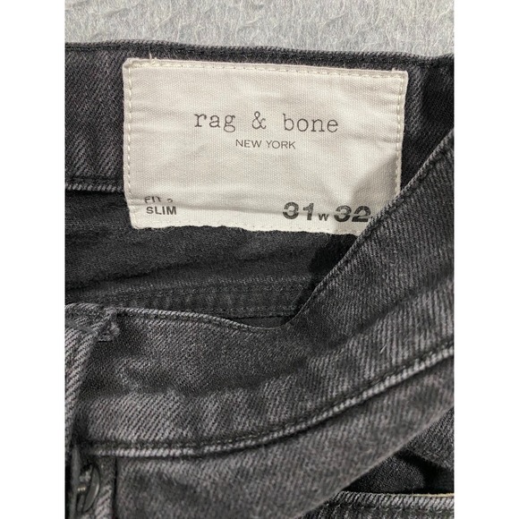 Rag and Bone Jeans Mens 31x32 Black Standard Issue Fit 2 Slim Zip Fly Casual - Picture 6 of 10